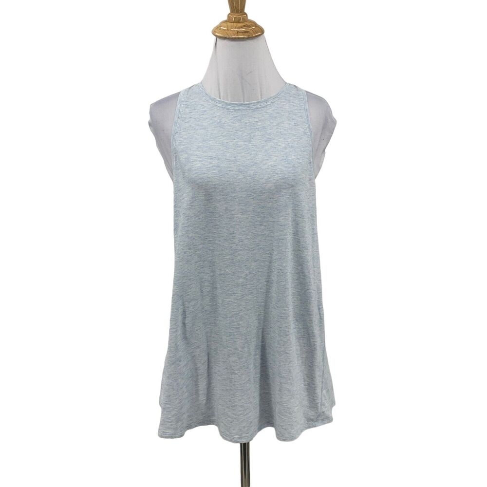 Lululemon All Tied Up Tank Womens M Heathered Blue High Neck Loose Tie Up Back